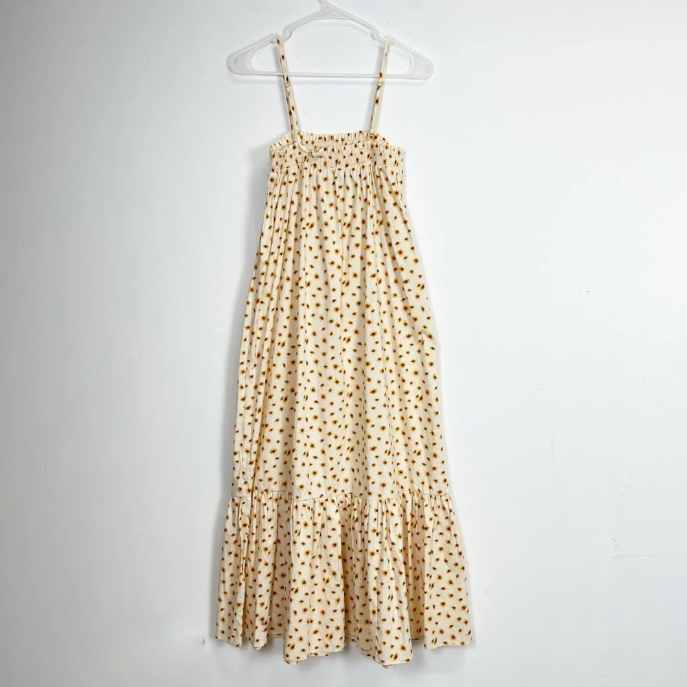 NEW We Wore What Maxi Dress Womens XS Beige Yellow Sunflower Sleeveless NWOT - Picture 2 of 10